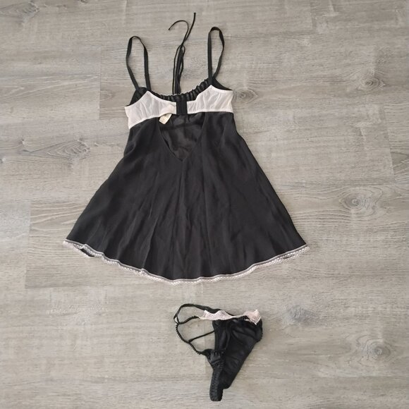 Victoria's Secret Other - VINTAGE Victoria’s Secret Black & White Lace Babydoll Set XS | Coquette Y2K